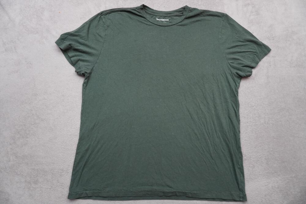 Brooklinen Shirt Mens XL Green Loungewear Crewneck Tee Made In USA Cotton Modal